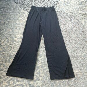 Colleen Lopez Wide Leg Pants With Side Slits Black Small